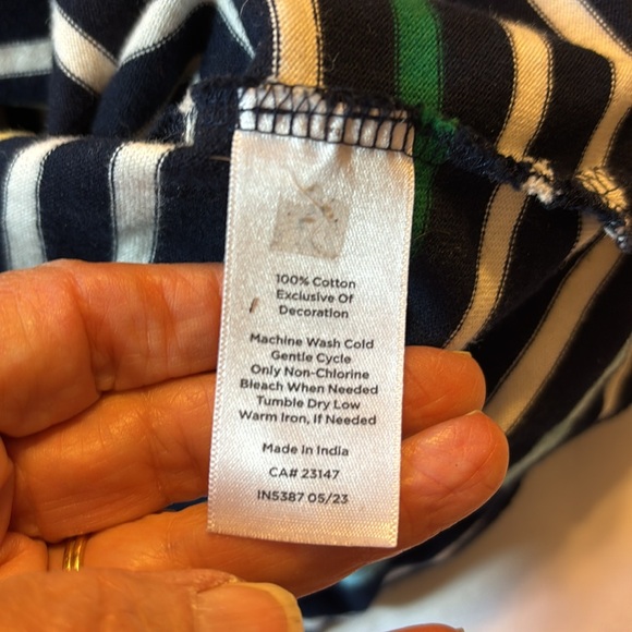 Authentic Talbots Plus Tee Sunny Stripe Multi Color Navy Size 1X - Picture 7 of 10